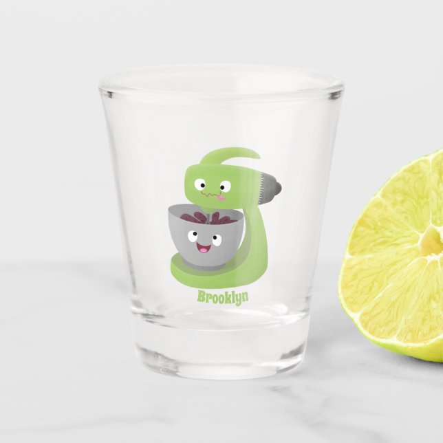 Cute cake mixer kitchen appliance cartoon shot glass (Front)
