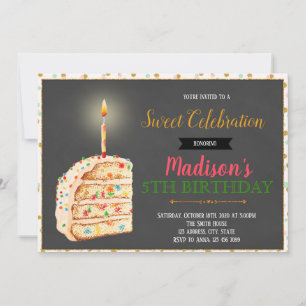 Cute cake party invitation