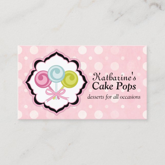 Cute Cake Pops Bakery Business Card (Front)