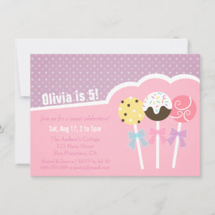 Cute Cake Pops Invitations Filles Anniversaires