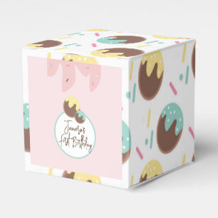 Cute Cakepop Balls First Birthday Frosting Favor Box