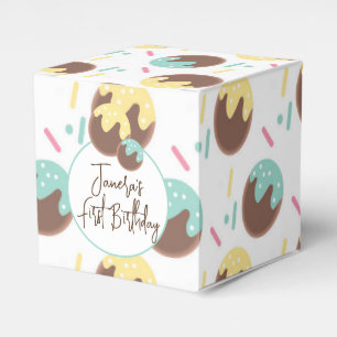 Cute Cakepop Balls First Birthday Sprinkles Favor Box