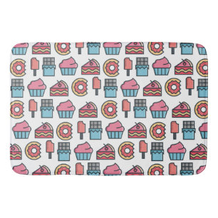 Cute Cakes and Desserts Pattern Bath Mat