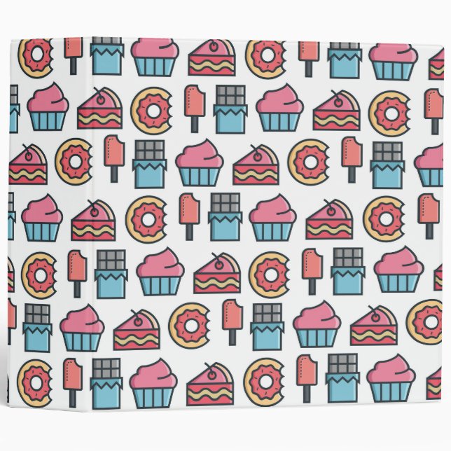 Cute Cakes and Desserts Pattern Binder (Front/Spine)
