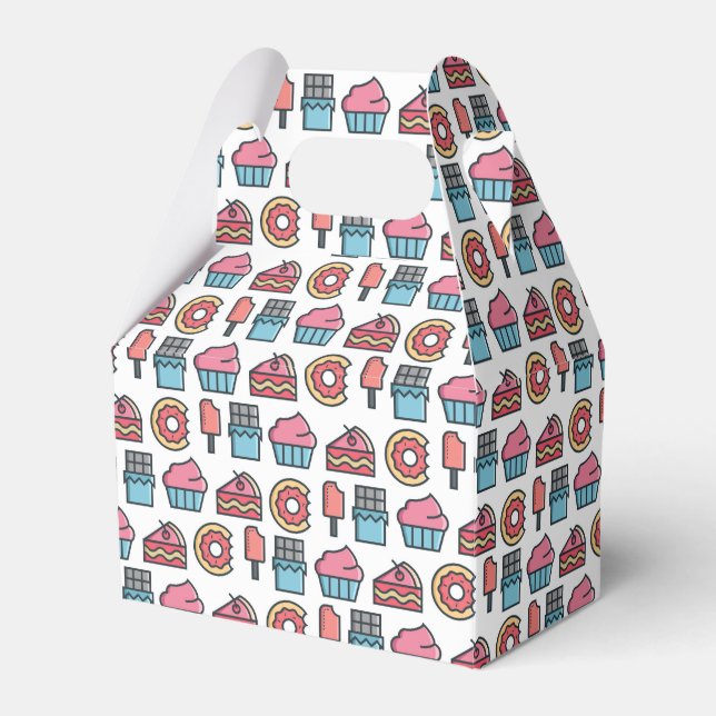 Cute Cakes and Desserts Pattern Favor Box (Front Side)