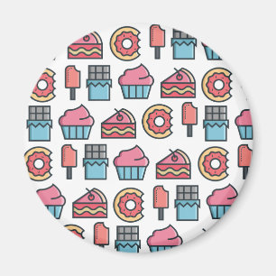 Cute Cakes and Desserts Pattern Magnet
