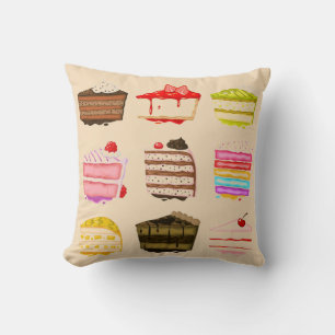 Cute cakes birthday cakes colourful cream throw pillow