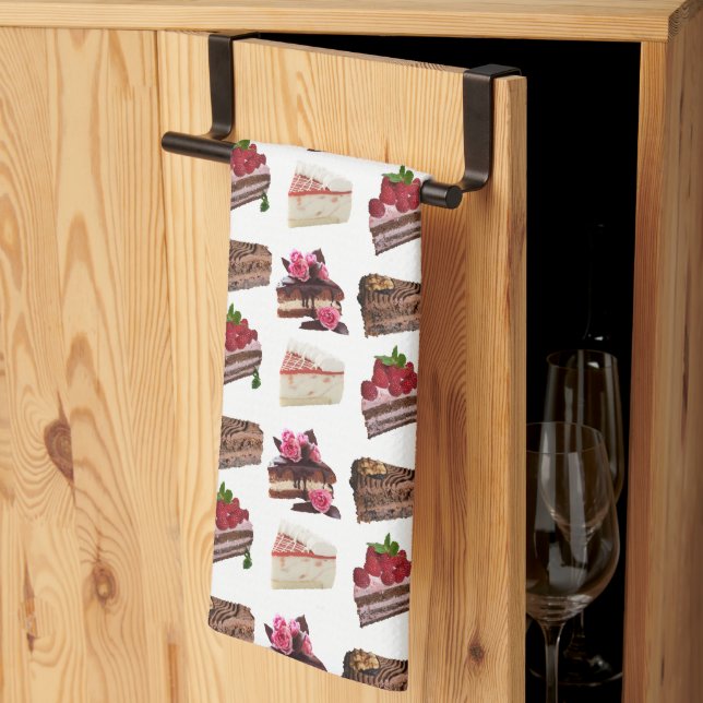 Cute Cakes Lovers Desserts Pattern Kitchen Towel (Thirds Fold)