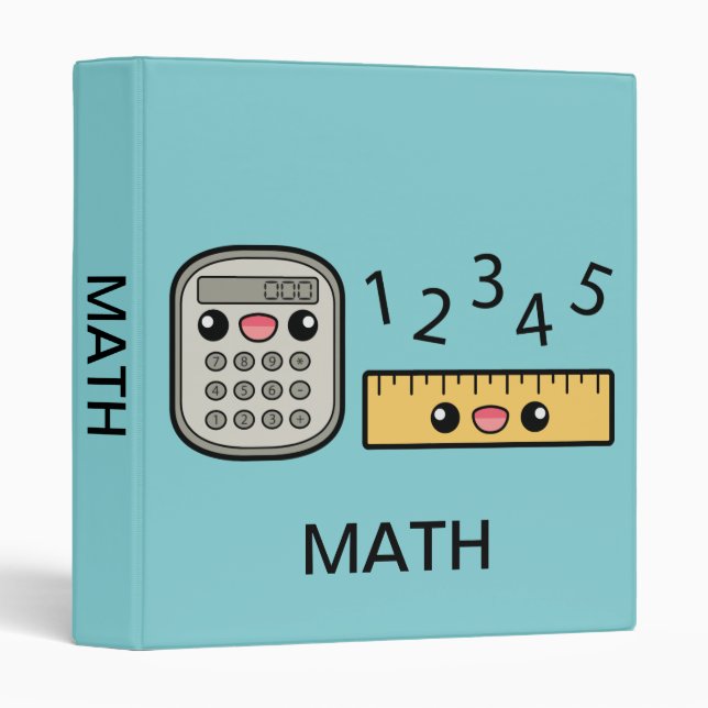 Cute Calculator And Ruler With Text Math Binder (Front/Spine)