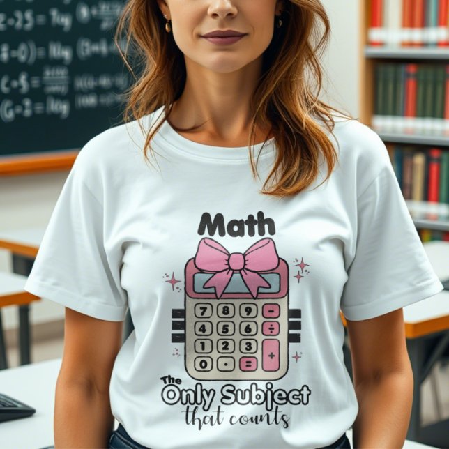 Cute calculator with bow math teacher Tri-Blend shirt (Creator Uploaded)