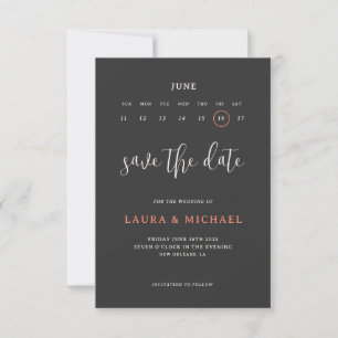 Cute Calendar Save The Date With Photo Dark Invitation