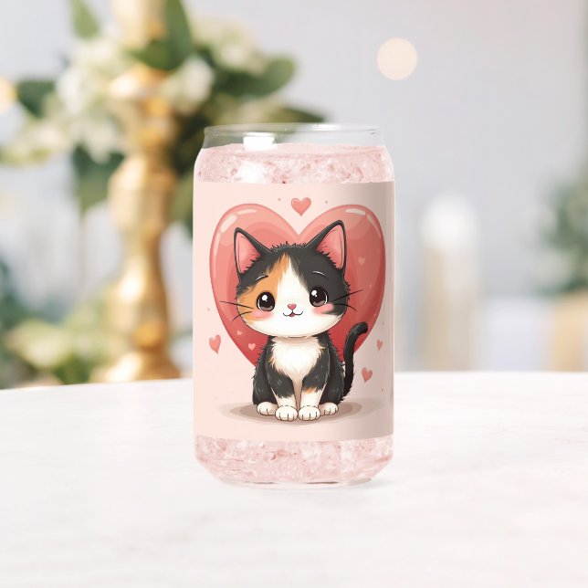 Cute Calico Cat Heart Kawaii Valentine's Art (Insitu (Mariage))
