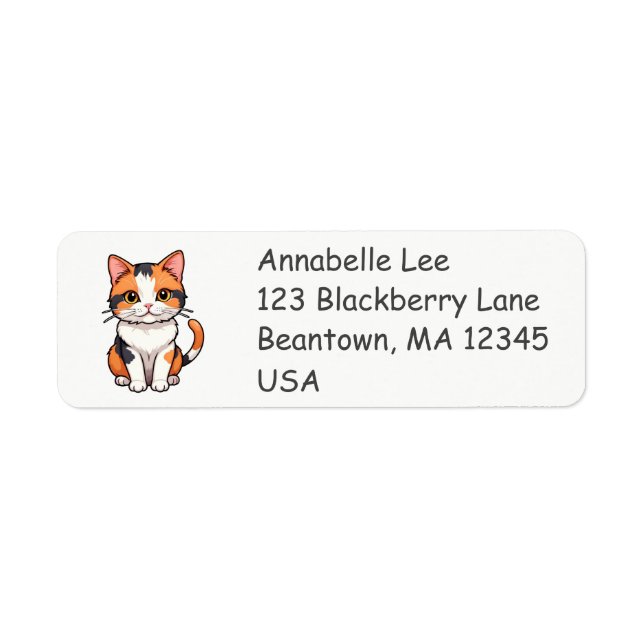 Cute Calico Cat Label (Front)