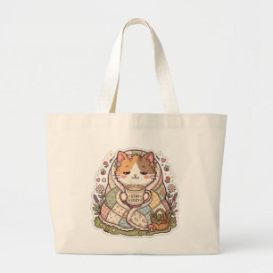 Cute Calico Cat Stay Cozy Cottagecore Kawaii Tote