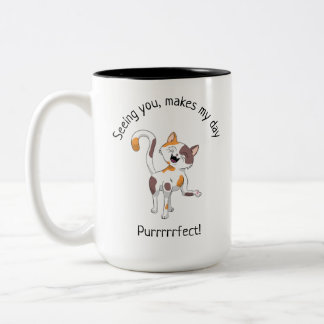 Cute Calico Cat Two-Tone Coffee Mug