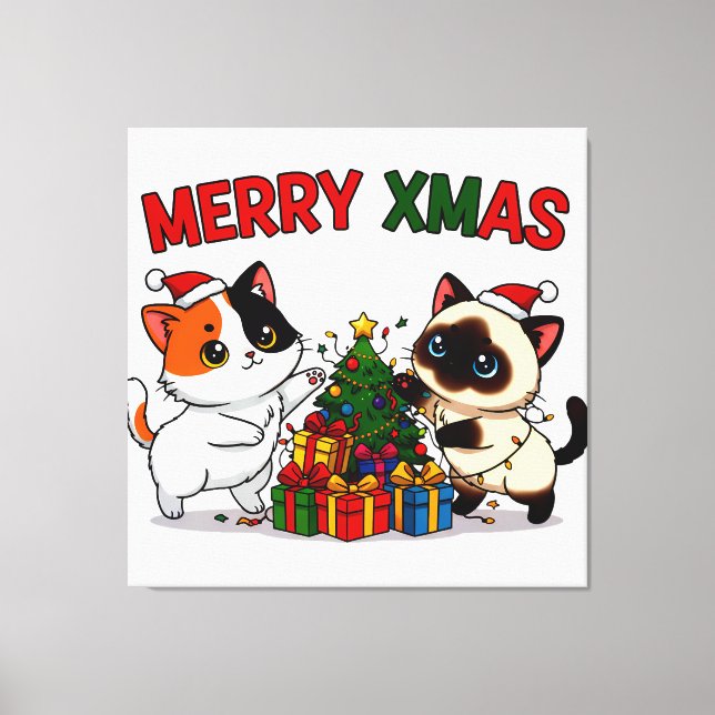 Cute Calico & Siamese Kitten Gift Canvas Print (Front)