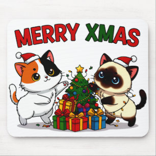 Cute Calico & Siamese Kitten Gift Mouse Pad