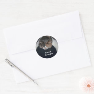 Cute Calico Sleeping Cat Over Shoulder Classic Round Sticker