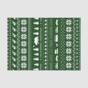 Cute California Christmas Holiday Green and White Tissue Paper