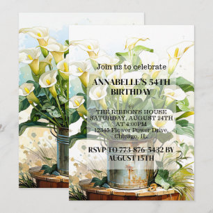 Cute Calla Lily Flowers Birthday Party Invitations