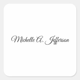 Cute Calligraphy Creative Trendy Custom Name Square Sticker