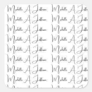 Cute Calligraphy Creative Trendy Custom Name Square Sticker