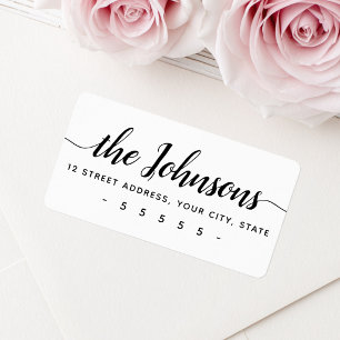 Cute calligraphy script surname return address label