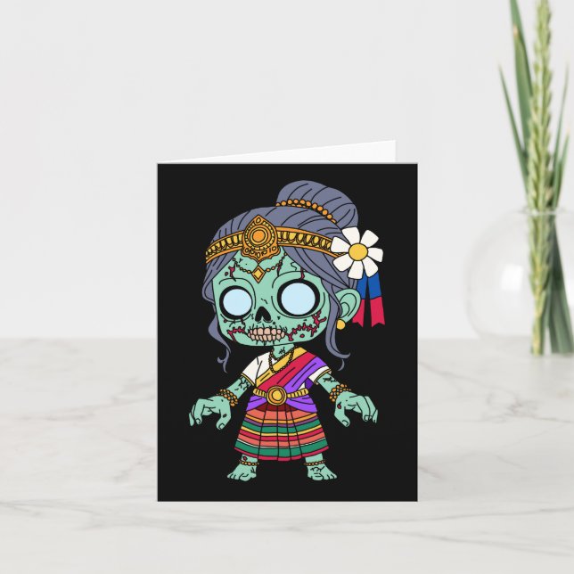 Cute Cambodian Zombie Note Card (Front)