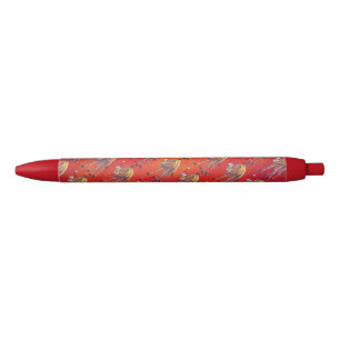 Cute Camel Christmas On Red Black Ink Pen
