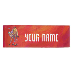 Cute Camel Christmas On Red Name Tag
