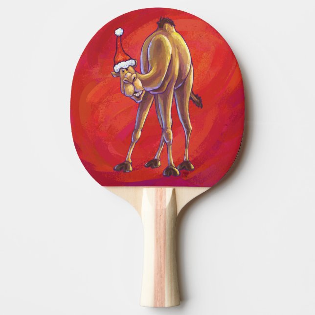 Cute Camel Christmas On Red Ping Pong Paddle (Front)