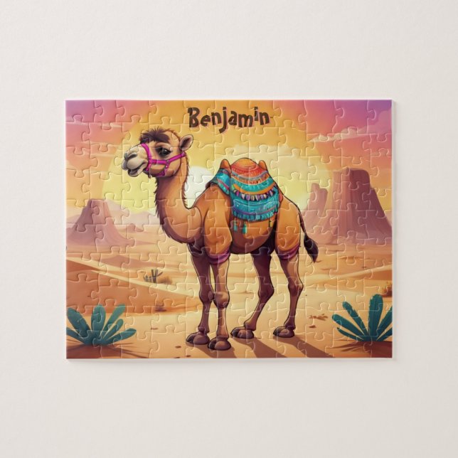 Cute Camel in Desert Personalized Kids Jigsaw Puzzle (Horizontal)