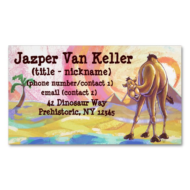 Cute Camel Office Accessories Magnetic Business Card (Front)