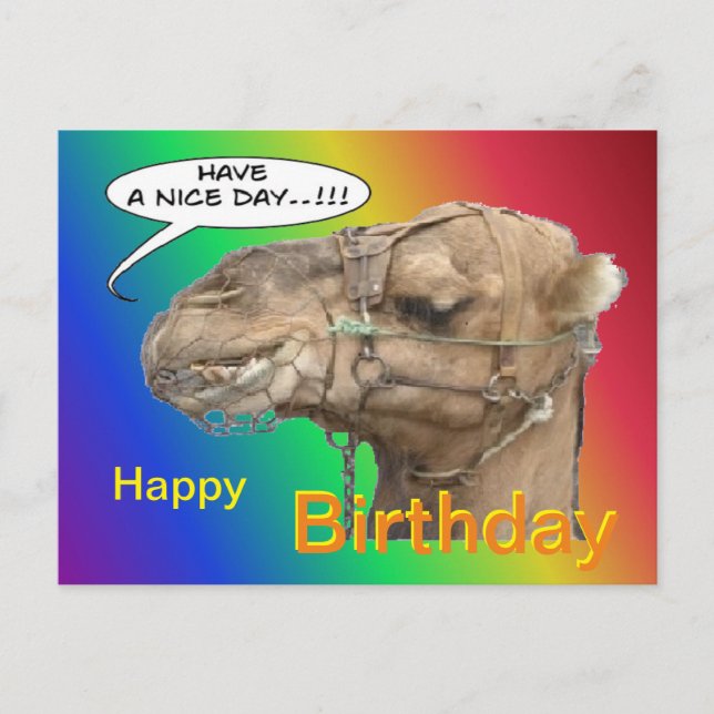 Cute Camel Rainbow Bonne carte postale Anniversair (Devant)