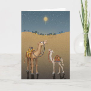 Cute camels in Bethlehem Christmas card