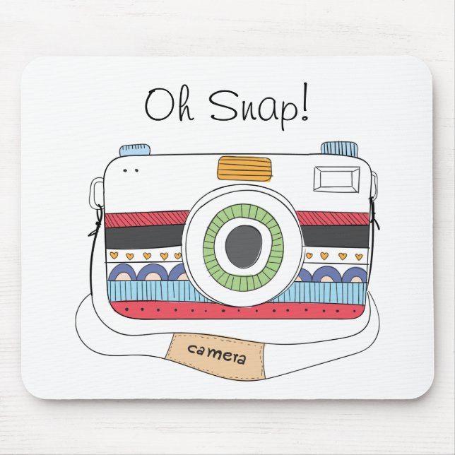 Cute Camera Doodle Oh Snap Mouse Pad (Front)
