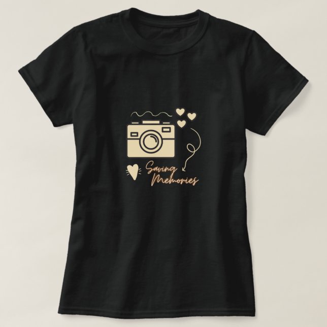 cute Camera & Minimalist text 'saving memories' T- T-Shirt (Design Front)