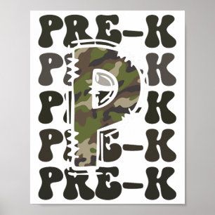 Cute Camo Pre K Back To School Funny Teacher Kid P Poster