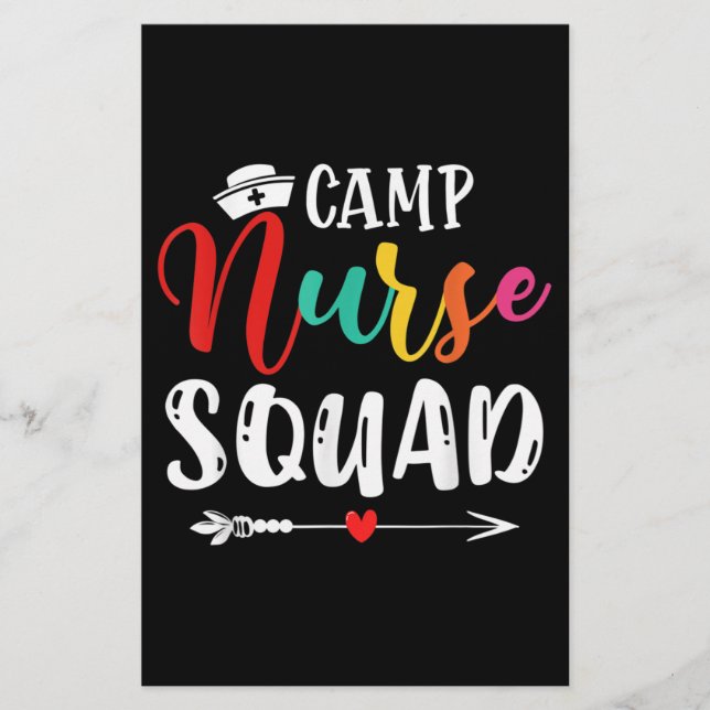 Cute Camp Nurse Squad Funny Nurses Matching Stationery (Front)