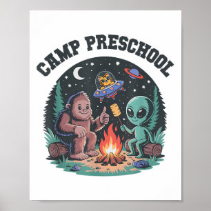Cute Camp Out Preschool Tiny Bigfoot Campsite Alie Poster