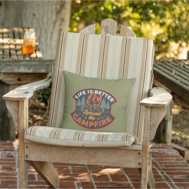 cute camper campfire word art outdoor pillow (Chair)