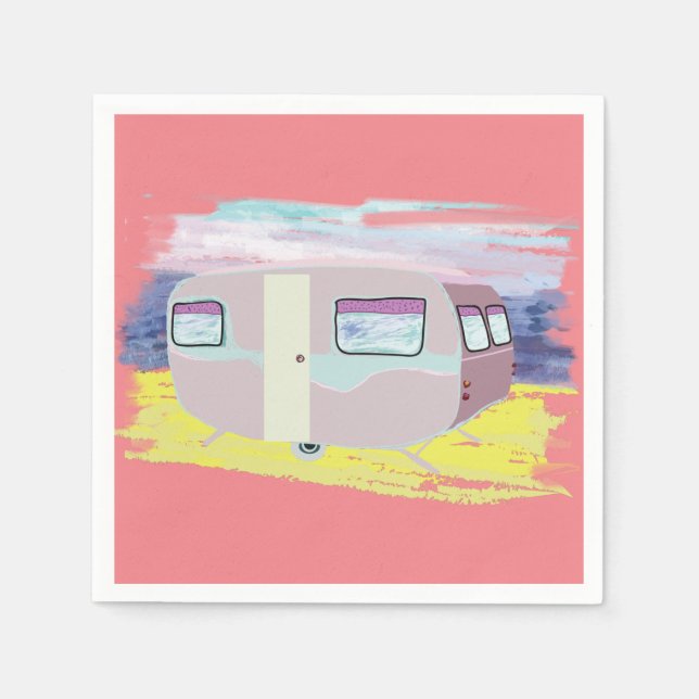 Cute Camper on Beach Napkin (Front)