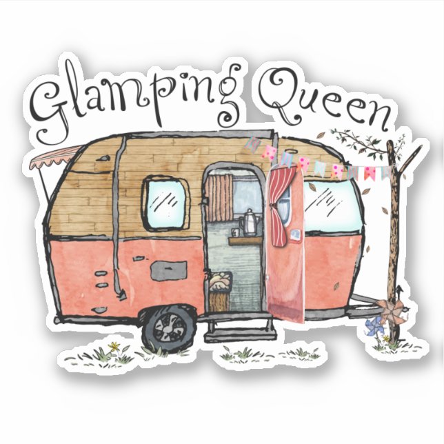 Cute Camper Trailer Glamping Queen (Front)