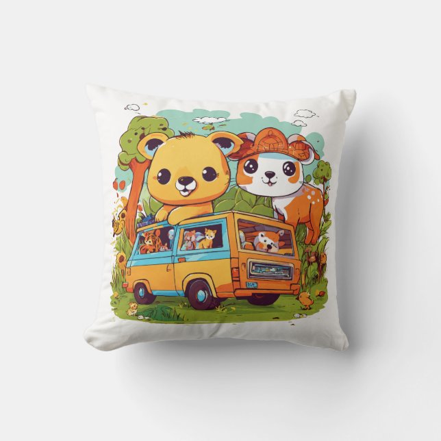 Cute Camper Van Coussin d'aventure pour enfants (Recto)
