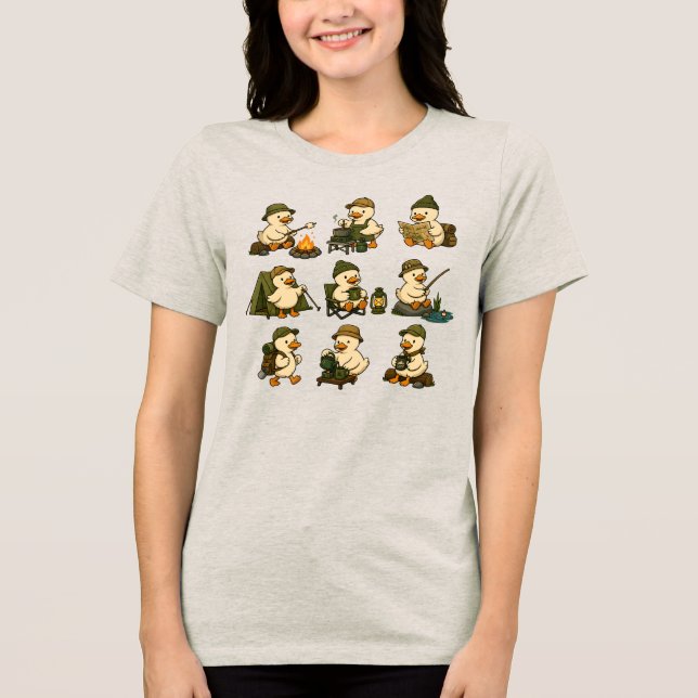 Cute Camping Duck Adventures Tri-Blend Shirt (Front)