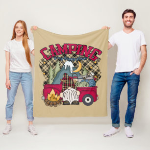 cute camping happy place gnome fleece blanket