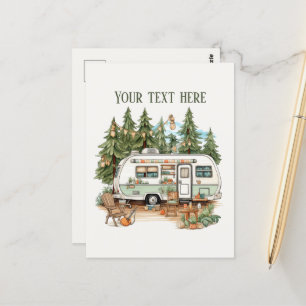 Cute camping lovers add text  postcard