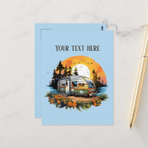 Cute camping lovers add text  postcard