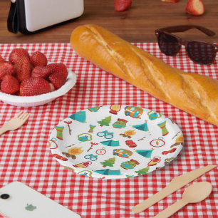 Cute camping party pattern plate
