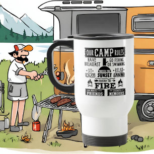 Cute Camping rules word art Travel Mug